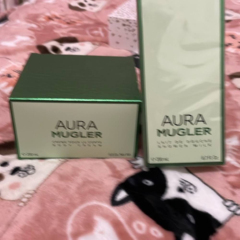 Aura from Thierry Mugler body cream 6.8 oz and Shower milk 6.7 fl oz